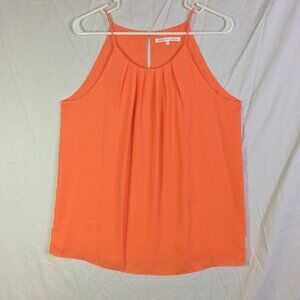 VIOLET & CLAIRE Womens Size M Orange Sleeveless Pleated Front Lined Top Blouse